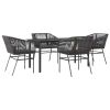 Garden Dining Set Black and Dark Grey