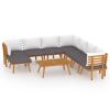Garden Lounge Set Dark grey Solid acacia wood Large Modular