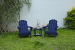 Folding Adirondack Chair with Side Table, 3-Piece Adirondack Chair Set with Wood Texture, Navy Blue(includes 2 Chairs and 1 Table)