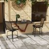 Set of 2 Outdoor Bar Stools Tan 360 Swivel Bar Height Chairs for Garden Gatherings