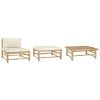 Garden Lounge Set Cream White Bamboo, fabric (100% polyester)
