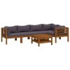 Wooden Lounge Set Dark Gray, Natural Wood Solid Acacia Wood Medium