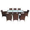 Outdoor Furniture Set Brown Steel frame, PE rattan, Glass Large