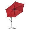 1 Piece 10ft Classic Hanging Umbrella Patio Shade Offset Outdoor Market Umbrella with Cross Base Waterproof UV Protection Burgundy