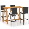 Garden Bar Set Black Solid Acacia wood Medium Durable