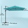 8'x8' Square Patio Hanging Offset Umbrella, Outdoor Cantilever Parasol w/ Cross Base, Blue
