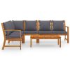 Garden Lounge Set Dark grey Solid acacia wood, Polyester Medium