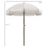 Portable Sunshade: 6.2' Elegant White, Travel-Friendly Beach Umbrella with Vent and Ruffles, Includes Bag|