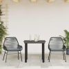 Garden Dining Set Black and Dark Grey Cushions