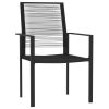 Dining Set Black Powder-coated steel, glass, PVC hollow rattan
