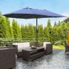 Patio Umbrella 15' Steel Rectangular Outdoor Double Sided Market with base, UV Sun Protection & Easy Crank for Deck Pool Patio, Dark Blue
