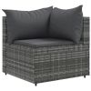 Patio Sofa Set Set of 9 Grey PE rattan, Powder-coated steel Large