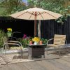 Patio Square Wicker Side Table with Umbrella Hole  outdoor coofee table for Yard Garden Poolside