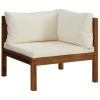 Garden Lounge Set Cream Solid acacia wood with polyester fabric