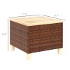 Outsunny Outdoor Side Table with PE Rattan, Patio End Table with Natural Fir Wood Tabletop and Legs