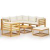 Garden Lounge Set Cream wood Solid acacia wood with an oil finish