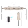 15ft Double-Sided Patio Umbrella Outdoor Market Extra Large Cream White with Crank for Deck Lawn Backyard Pool