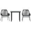 Garden Dining Set Black and Dark Grey Cushions