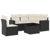 Garden Sofa Set Black, Cream White PE Rattan, Powder-Coated Steel