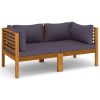 Garden Lounge Set Dark grey, Natural wood