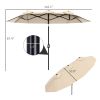 Double-sided Patio Umbrella 9.5' Outdoor Market Umbrella with Push Button Tilt & Crank, 3 Air Vents & 12 Ribs, for Garden, Deck, Pool, Brown