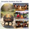 24 Inch Wood Burning Fire Pit with Mesh Screen for Outdoor