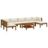 Garden Lounge Set Cream Solid Acacia wood Large Modular