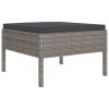 Garden Lounge Set Grey PE rattan, powder-coated steel, polyester