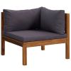 Wooden Lounge Set Dark grey cushions, natural wood frame