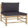 Garden Lounge Set Dark grey Bamboo, 100% polyester Standard
