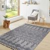 6X9 White/Gray /Traditional Indoor/Outdoor Area Rug