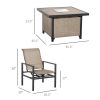 5-Piece Rattan Patio Dining Set Outdoor Wicker Furniture Set 4 Rocking Chairs & Square Table with Metal Ice Bucket, Beige