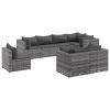 Patio Lounge Set Set of 8 Grey PE rattan 8 Piece Modular