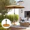 Patio Umbrella Base Holder, Outdoor Umbrella Base with Wheels, Heavy Duty Patio Umbrella Stand Base for Garden, Poolside, Nature Wood
