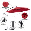 1 Piece 10ft Classic Hanging Umbrella Patio Shade Offset Outdoor Market Umbrella with Cross Base Waterproof UV Protection Burgundy