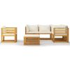 Garden Lounge Set Cream wood Solid acacia wood with an oil finish