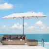 15ft Double-Sided Patio Umbrella Outdoor Market Extra Large Cream White with Crank for Deck Lawn Backyard Pool