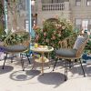 U_STYLE Outdoor Leisure Set, 2 Rattan Single Chairs with A Glass Round Table, Perfectly Suited for Patios, Balconies, and Courtyards