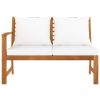 Garden Bench Cream, Wood Brown Solid Acacia Wood, Polyester Fabric