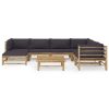 Garden Lounge Set Dark grey cushions Bamboo, Polyester