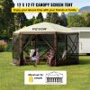 VEVOR Gazebo Screen Tent, 12 x 12 ft, 6 Sided Pop-up Camping Canopy Shelter Tent with Mesh Windows, Portable Carry Bag, Ground Stakes