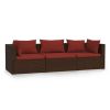 3-Seater Sofa Brown PE rattan, powder-coated steel 3-seater