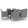 Garden Dining Set Table: Black, Chairs: Grey, Cushions: Dark Grey