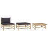 Garden Lounge Set Dark grey Bamboo, 100% polyester Standard