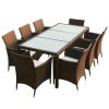 Outdoor Furniture Set Brown Steel frame, PE rattan, Glass Large