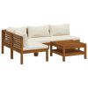 Garden Lounge Set Cream Cushions Solid Acacia Wood with an Oil Finish