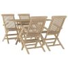 Garden Dining Set Grey Solid teak wood 5-piece set Foldable