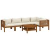 Garden Lounge Set Cream, Acacia wood Solid Acacia wood, fabric