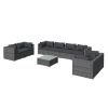 Garden Lounge Set Grey PE rattan Large Modular