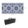 RV Patio Carpet 9 x 18 ft Outdoor Mat with Bag Blue White Design